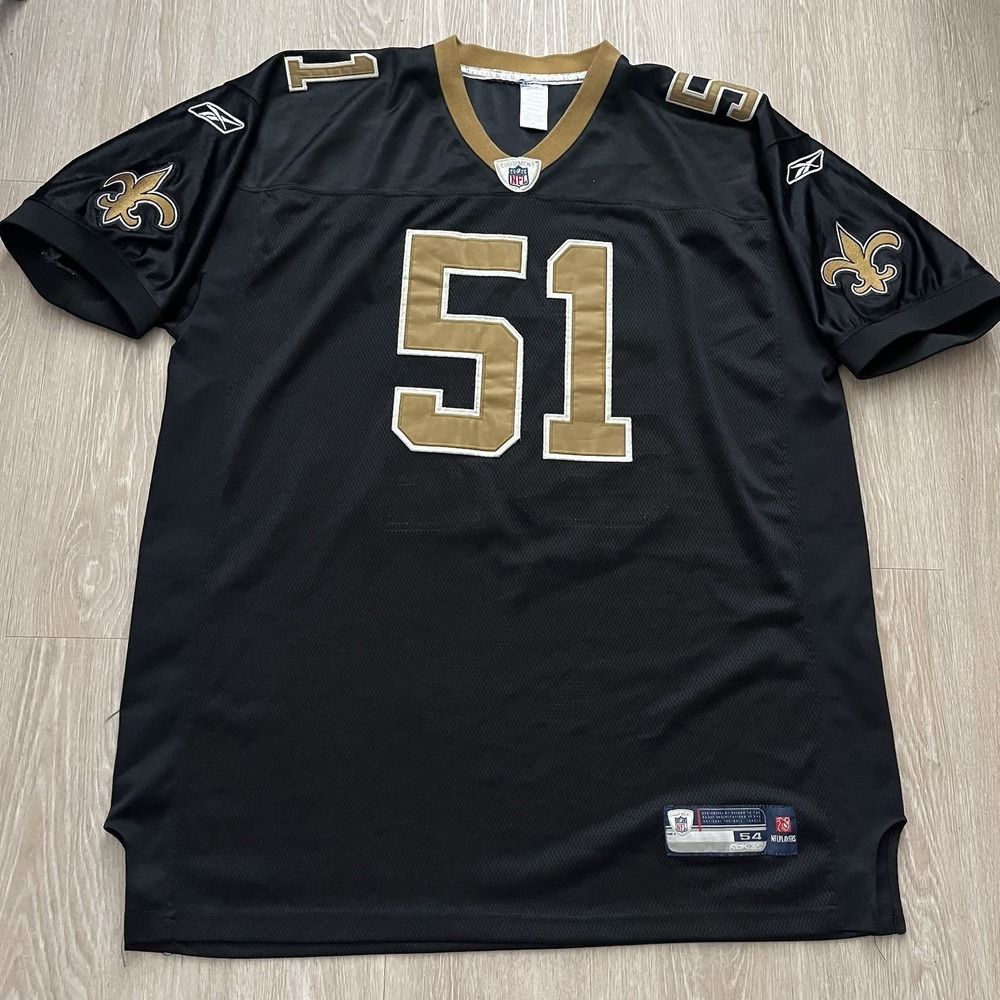 Reebok New Orleans Saints Jersey Jonathan Vilma Size 54 Black Stitched On Field